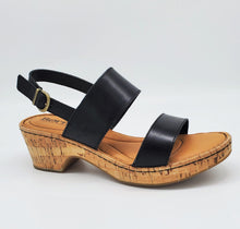 Load image into Gallery viewer, Born Atzel Womens Sandal Cork Wrapped Wedge Leather Black
