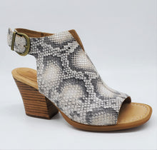 Load image into Gallery viewer, Born Moraine Snakeskin Peep Toe Sandal With Leather Stacked Heel
